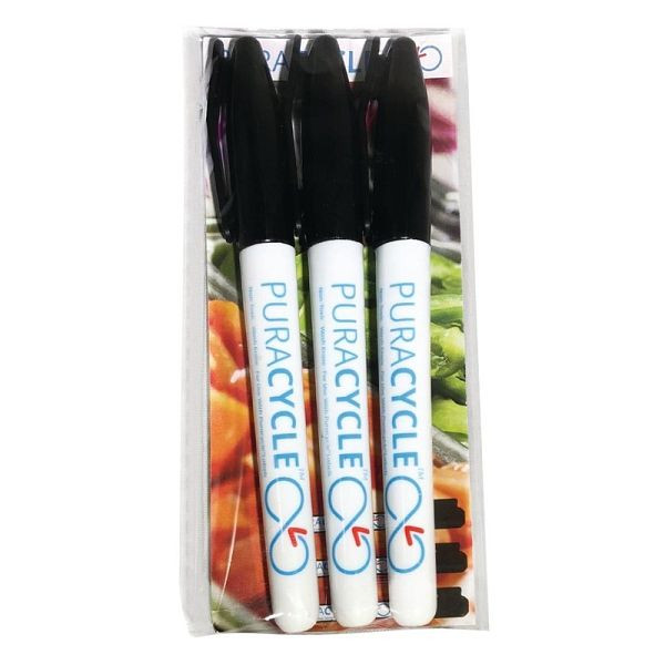 Puracycle niet-giftige permanente markers zwart 3-pack, FB284