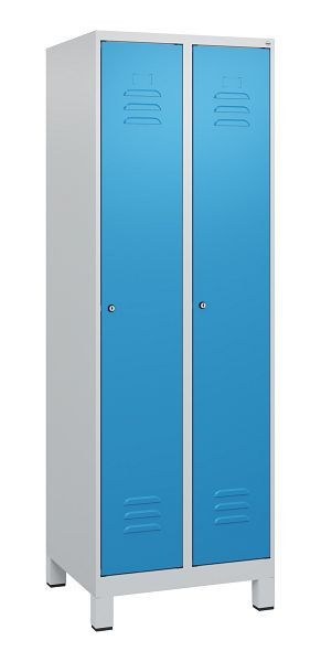 C+P luierkastje Classic PLUS met middenwand, voeten, 2 vakken, 1800x600x500mm, 7035/5012, cilindersloten, 0800107-20F S10019