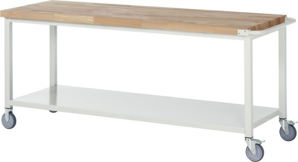 RAU verrijdbare werkbank serie 8000, plaatstalen legbord, 2000x880x700 mm, 05-8000-6-207B4S.12
