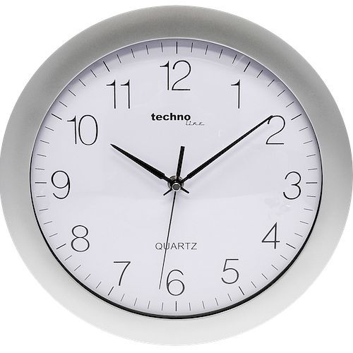 Technoline quartz wandklok zilver, kunststof, afmetingen: Ø 30 cm, WT 7000 zilver