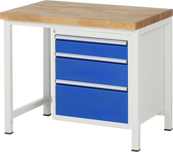 RAU werkbank serie 8000 - frameconstructie (gelast frame), 3 x laden, 1000x840x700 mm, 03-8159A1-107B4S.11