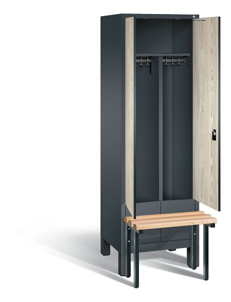 C+P zwart wit kastje Evolo, H1850xB610xD815mm, kleur: antracietgrijs / decor Sen ash, 48032-20 S10105