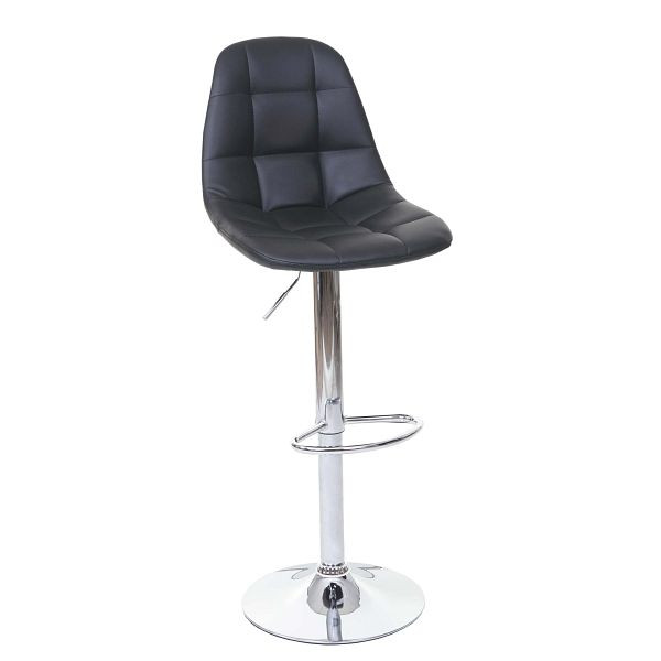 Mendler barkruk HWC-A67, barkruk tegenkruk, zwart imitatieleer, chromen voet, 74299