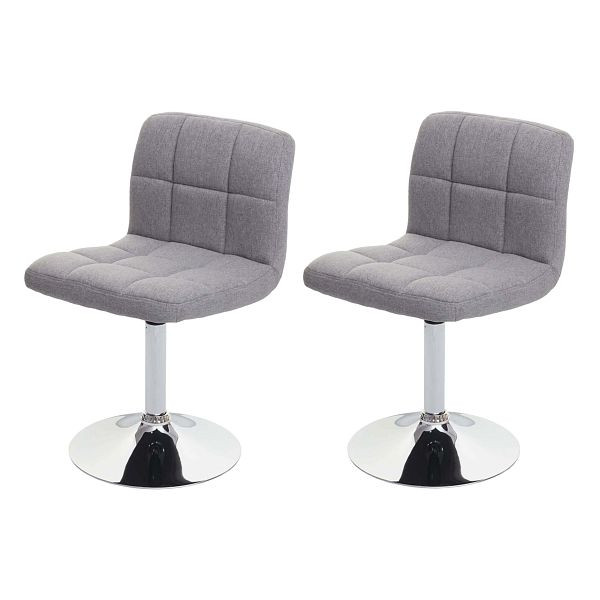 Mendler set van 2 eetkamerstoelen Kavala, keukenstoel, stof/textiel chroom draaibaar, lichtgrijs, 74175