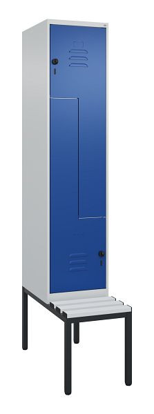 C+P Z-Spind Classic PLUS, met onderbank, 2 vakken, 2120x400x815mm, 7035/5010, draaigrendel, 0800537-122 S10033