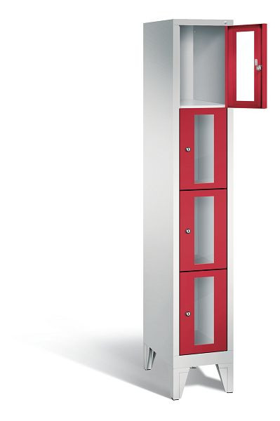 C+P lockerkast Classic, H1850xB320xD500mm, kleur: lichtgrijs / vuurrood, 8010A104 S10020