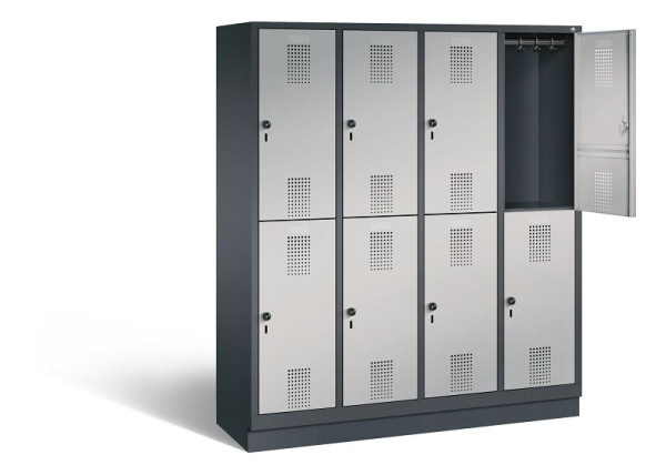 C+P locker dubbeldekker Evolo, H1800xW1590xD500mm, kleur: zwart-grijs/wit aluminium, 48320-42 S10025