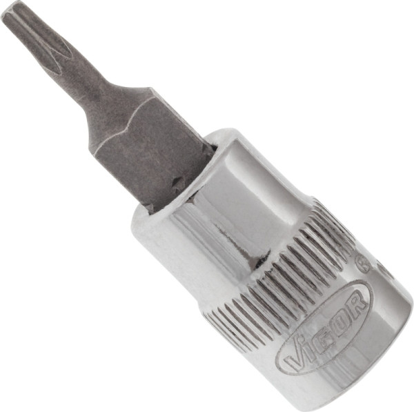 VIGOR TORX® schroevendraaierbit, hol vierkant 6,3 mm (1/4 inch), binnen TORX® profiel, T9, V2595N