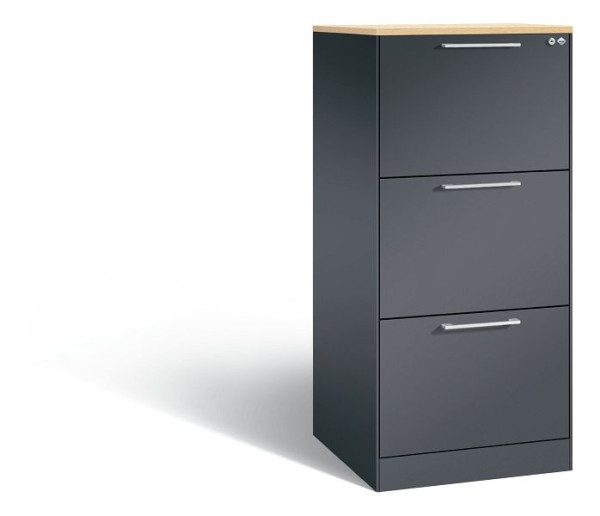 C+P archiefkast Asisto, H1310xB562xD600mm, kleur: zwart-grijs, beugelgreep, 146224-322 S10066