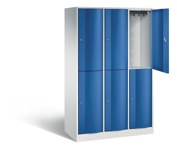 C+P locker dubbellaags Resisto, H1950xB1148xD540mm, kleur: lichtgrijs / gentiaanblauw, 8270-372 S10047