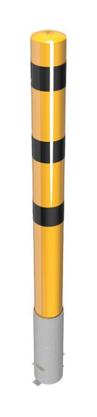 Schake afzetpaal type 40152HBG -afneembaar-, zonder sluiting, stalen buis Ø 152mm, totale lengte: 2000mm, thermisch verzinkt, geel/zwart, 40152HBG