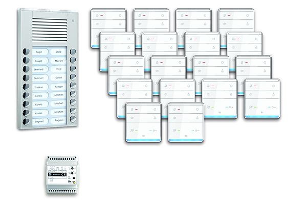 TCS deurbedieningssysteem audio: pack AP voor 18 wooneenheden, met buitenpost PES 18 belknoppen, 18x handsfree luidspreker ISW5010, bedieningseenheid, PPAF18-EN / 01