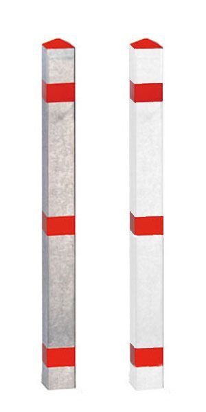 Afzetpaal "Acero" 70x70mm, van aluminium, voor pluggen (basisplaat 200x200mm), rood/wit, 13457-rw