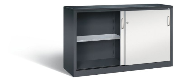 C+P schuifdeurkast Acurado, H1000xB1600xD500mm, kleur: zwartgrijs/lichtgrijs, beugelgreep, 2156-09 S10102