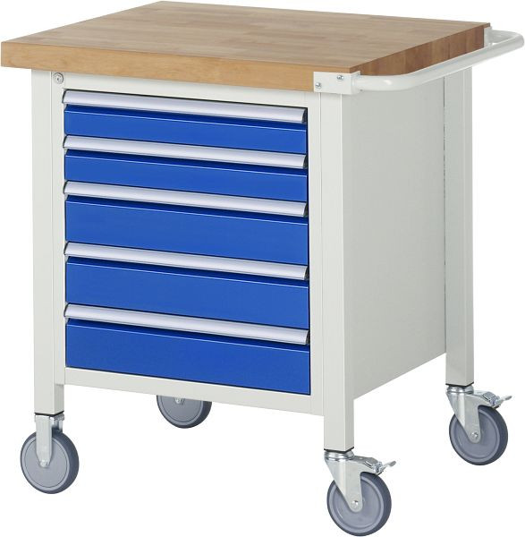 RAU verrijdbare werkbank serie 8000, 5 x laden, 750x880x700 mm, 05-8171A2-077B4S.11