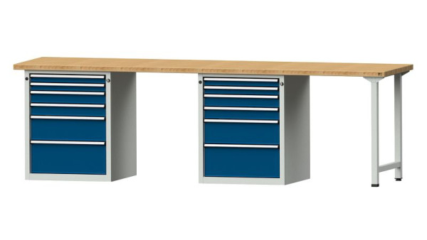 ANKE werkbanken combinatie werkbank, model 916 V, 2800 x 700 x 840 mm, RAL 7035/5010, BMP 40 mm, 415.144