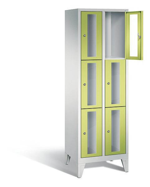 C+P lockerkast Classic, H1850xB610xD500mm, kleur: lichtgrijs / virid groen, 8010A203 S10007