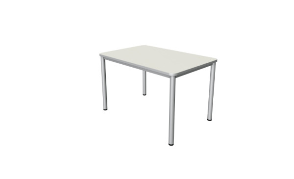 Kerkmann Desk Prime - B 1200 x D 800 x H 750 mm, 4-poots frame in aluminium zilver, wit, 11040410