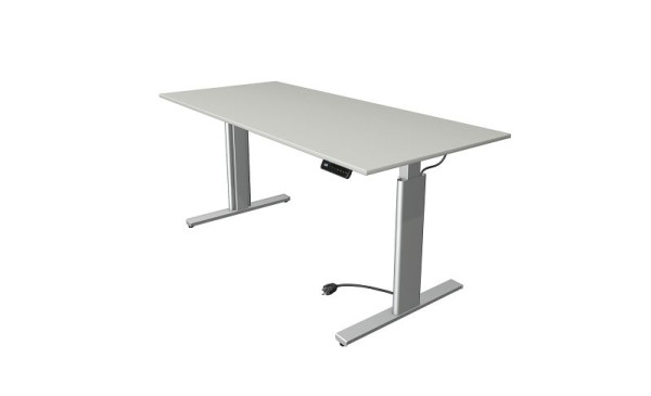 Kerkmann zit/sta tafel Move 3 zilver, B 2000 x D 1000 mm, elektrisch in hoogte verstelbaar van 720-1200 mm, lichtgrijs, 10233111