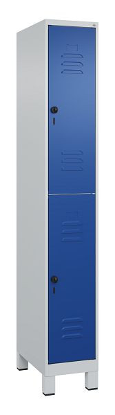 C+P Doppelstöckiger Spind Classic PLUS, Füße, 1950x300x500mm, 7035/5010, 080310-10 S10003