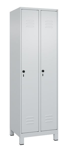 C+P luierkluis Classic PLUS met middenwand, voeten, 2 vakken, 1950x600x500mm, 7035/7035, veiligheidsdraaigrendel, 080010-20F S10009