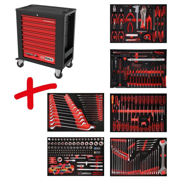 KS Tools PERFORMANCEplus werkplaatswagenset P15, met 284 gereedschappen en 6 laden, 815.6284
