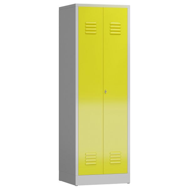 Lüllmann ClassiX multifunctionele locker, 2 compartimenten, 1800 x 590 x 500 mm, lichtgrijs/zinkgeel, X-510716