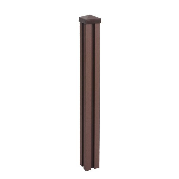 Mendler WPC paal Sarthe WPC schutting, paalpaal, insteeksysteem, 98cm, bruin, 76253