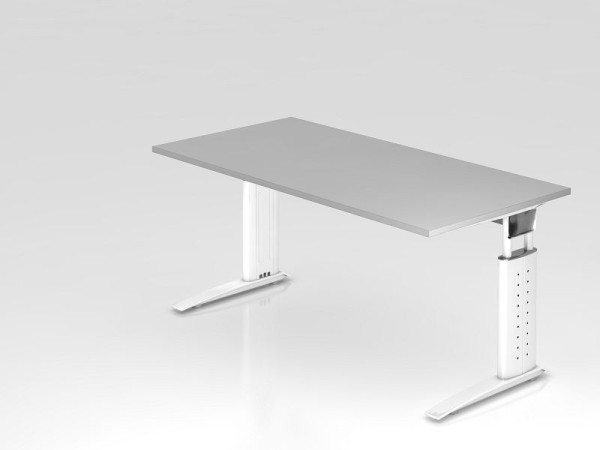 Hammerbacher bureau C-poot 160x80cm grijs/wit, werkhoogte 68-86 cm verstelbaar, VUS16/5/W