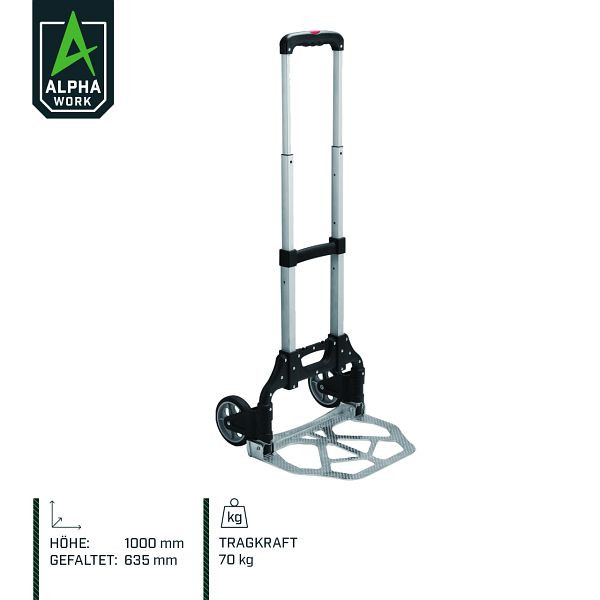 Alpha Work transportwagen met aluminium schep, 70 kg draagvermogen, 05901