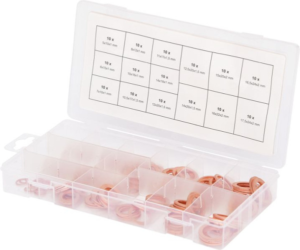 KS Tools assortiment koperen afdichtringen, diameter 5-17,5 mm, 150 stuks, 970.0040