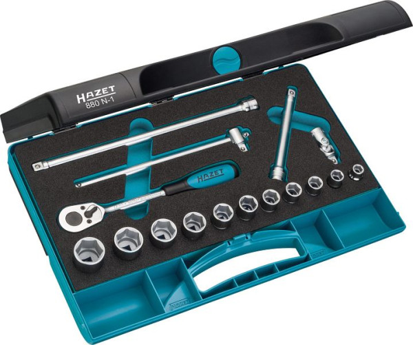 Hazet dopsleutelset, hol 10 mm (3/8 inch), buitenzeskant trekprofiel, aantal gereedschappen: 16, 880N-1