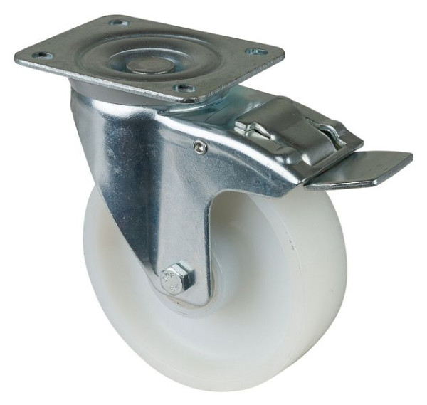 BS rollen transportrol met rem, breedte 40 mm, Ø125 mm, tot 300 kg, loopvlak/wiellichaam kunststof, rollager, LB520.B10.126