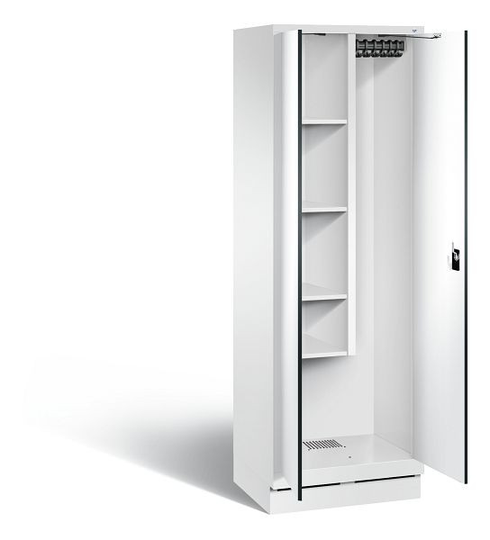 C+P reinigingsmiddelenkast Evolo, H1800xB610xD500mm, kleur: verkeerswit / decor wit, 48120-00 S10176