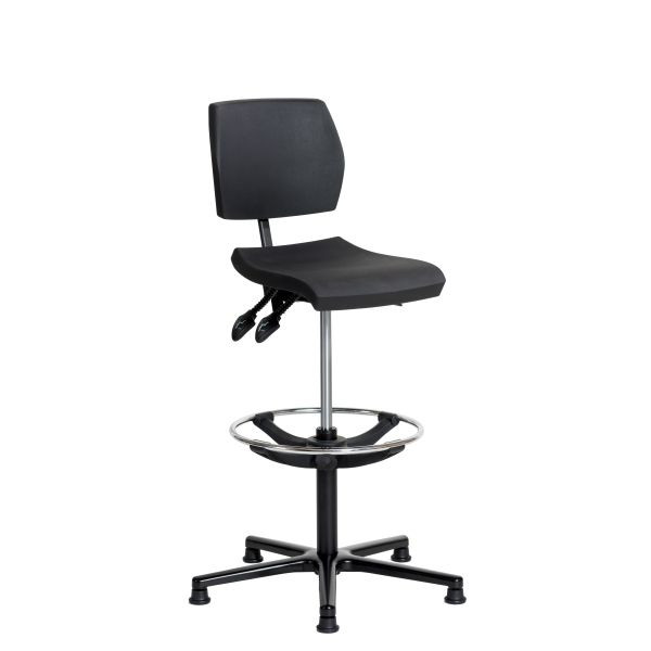SOFAME werkstoel ERGOSLIM met glijders en voetring, zithoogte 56-82 cm, aluminium onderstel, W050100001
