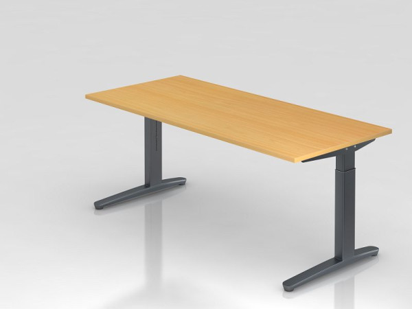 Hammerbacher bureau C-poot 180x80cm beuken/grafiet, rechthoekige vorm, VXB19/6/GG