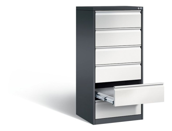 C+P archiefkast Acurado, H1357xW553xD590mm, kleur: zwartgrijs/lichtgrijs, handgreep, 12736-322 S10007