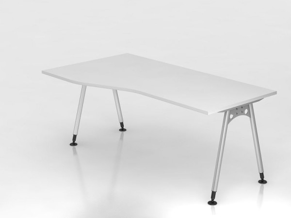 Hammerbacher bureau A-poot 180x100/80cm wit, freeform, links of rechts te monteren, VAS18/W/S