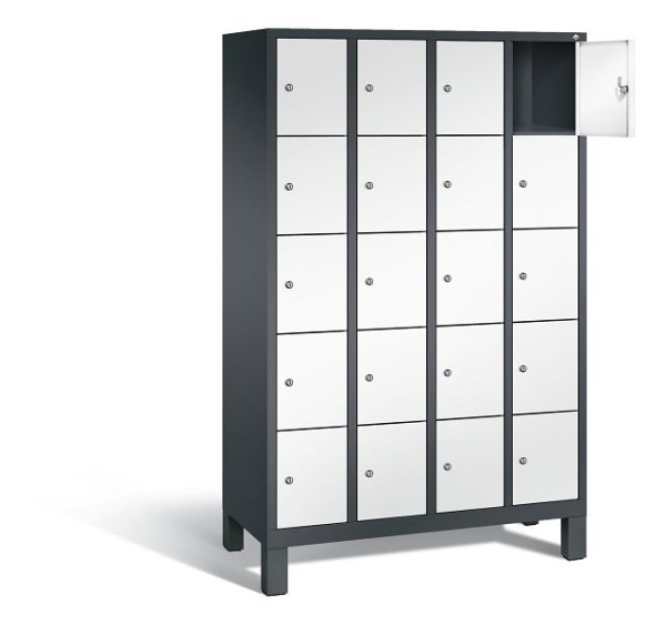 C+P lockerkast Evolo, H1850xB1190xD500mm, kleur: zwartgrijs / verkeerswit, 48010-405 S10169