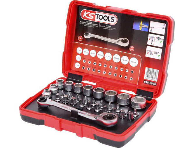 KS Tools 1/4" + 11 mm doorsteekdoppen- en bitset, 31-delig, 918.3050