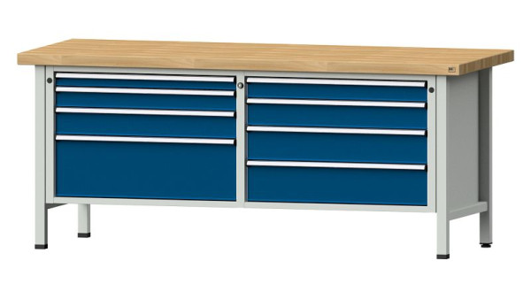 ANKE werkbanken kistwerkbank, model 144 VX, 2000 x 800 x 850 mm, RAL 7035/5010, BMP 50 mm, 330.162