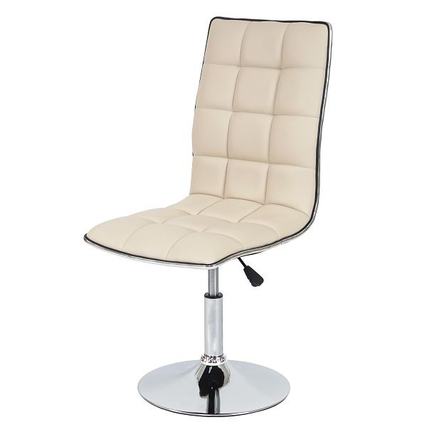 Mendler set van 2 eetkamerstoelen HWC-C41, stoel keukenstoel, in hoogte verstelbaar draaibaar, kunstleer, creme, 36835