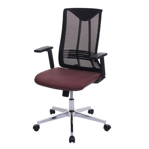 Mendler bureaustoel HWC-J53, draaistoel, bureaustoel, ergonomisch kunstleer, bordeaux rood, 81086