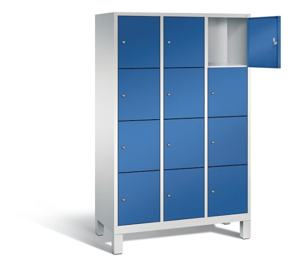 C+P lockerkast Evolo, H1850xB1200xD500mm, kleur: lichtgrijs / gentiaanblauw, 48010-324 S10064