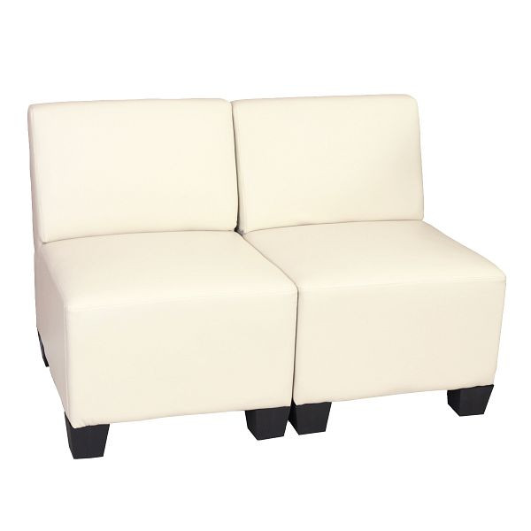 Mendler Modular 2-zits bank Couch Lyon, imitatieleer, creme, zonder armleuningen, 2x21690