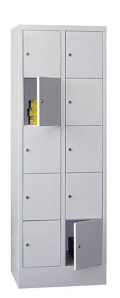 Pavoy Schließfachschrank mit Sockel 1850/500/600, 2b x 5h, Zylinderschloss, Abteilbreite 300, glatte Türen, 61265-253-401-735512