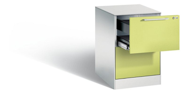 C+P hangende archiefkast Asisto, H710xB440xD600mm, kleur: lichtgrijs / virid groen, beugelgreep, 146 275-211 S10077