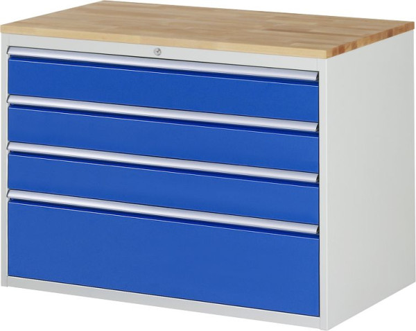 RAU ladekast serie 7000, massief beuken werkblad, 4 x lade maat XXL 3xH150, 1xH270 mm, 1145x825x650 mm, 03-XXL5.3A-B.11