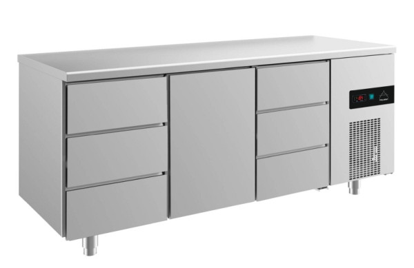 A&S Polarny koeltafel -2 tot +8°C met 1x middendeur en 2x drie laden, 1865 x 700 x 850 mm, KT3DTD