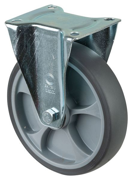 BS rollen transportrol, vaste rol, breedte 45 mm, Ø200 mm, tot 220 kg, banden thermoplast grijs, kunststof, rollager, plaat, L410.B44.201